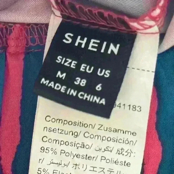 SHEIN Pink & blue zebra striped pants‎ women’s size medium - Picture 2 of 3